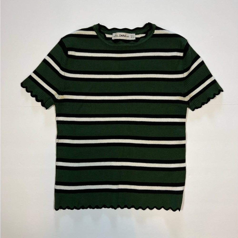 Zara Green Striped Knit Baby Tee